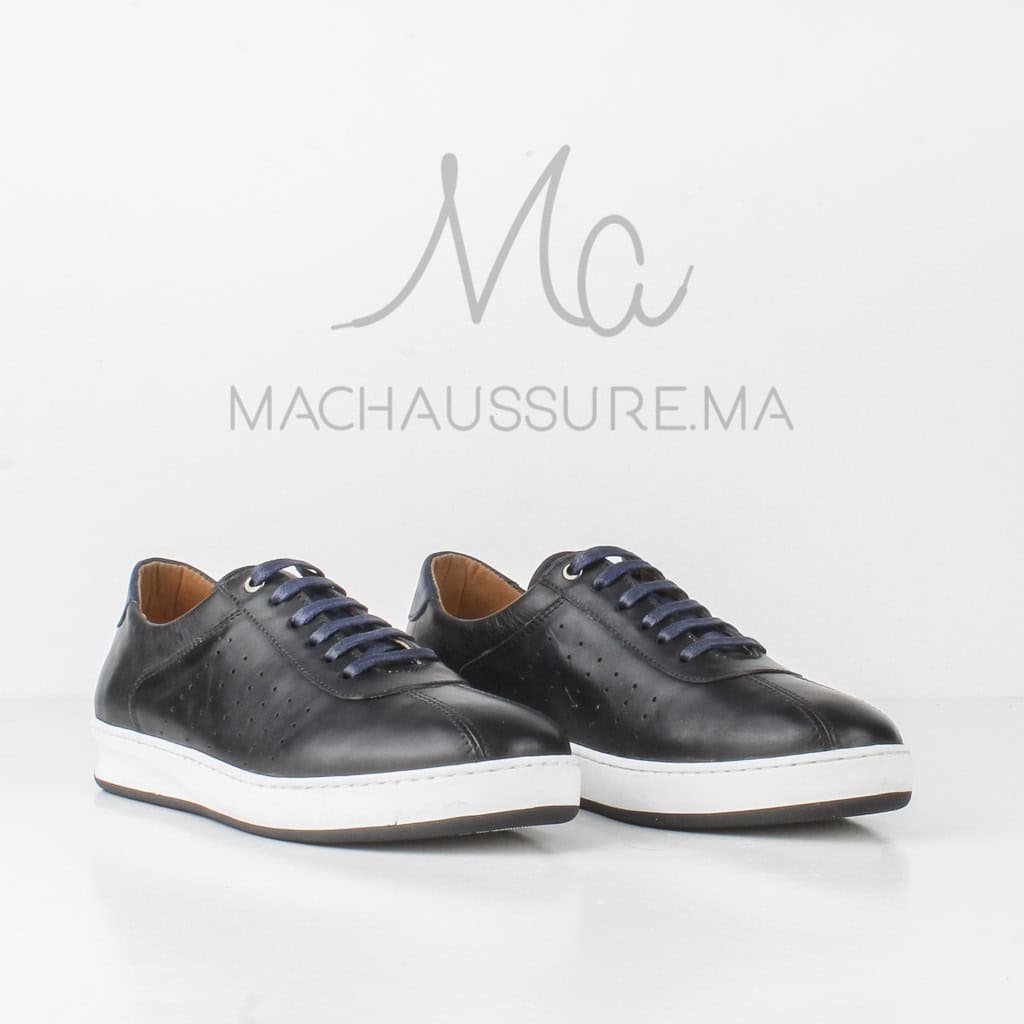 Xavier - Baskets Basses en cuir Noir.