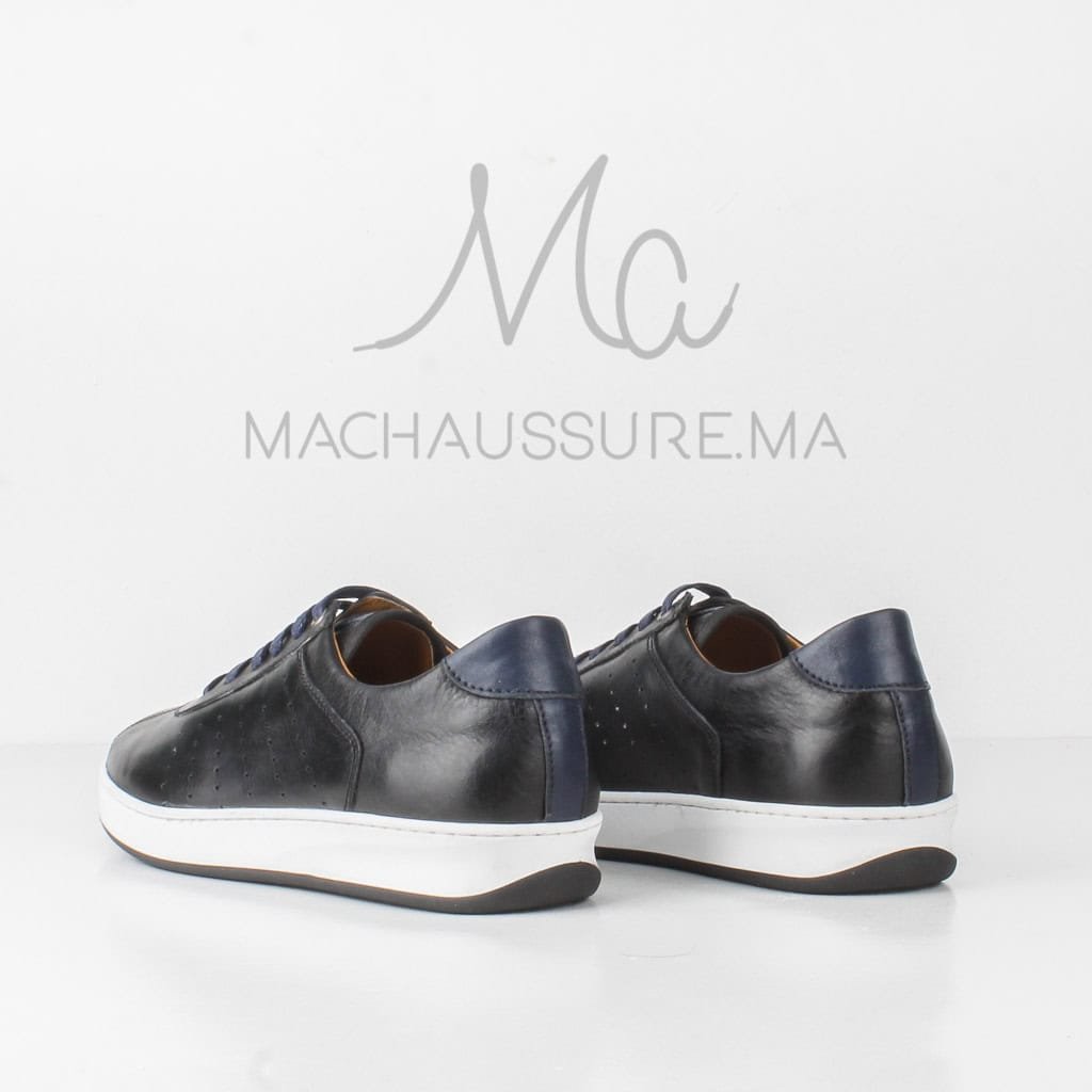 Xavier - Baskets Basses en cuir Noir.