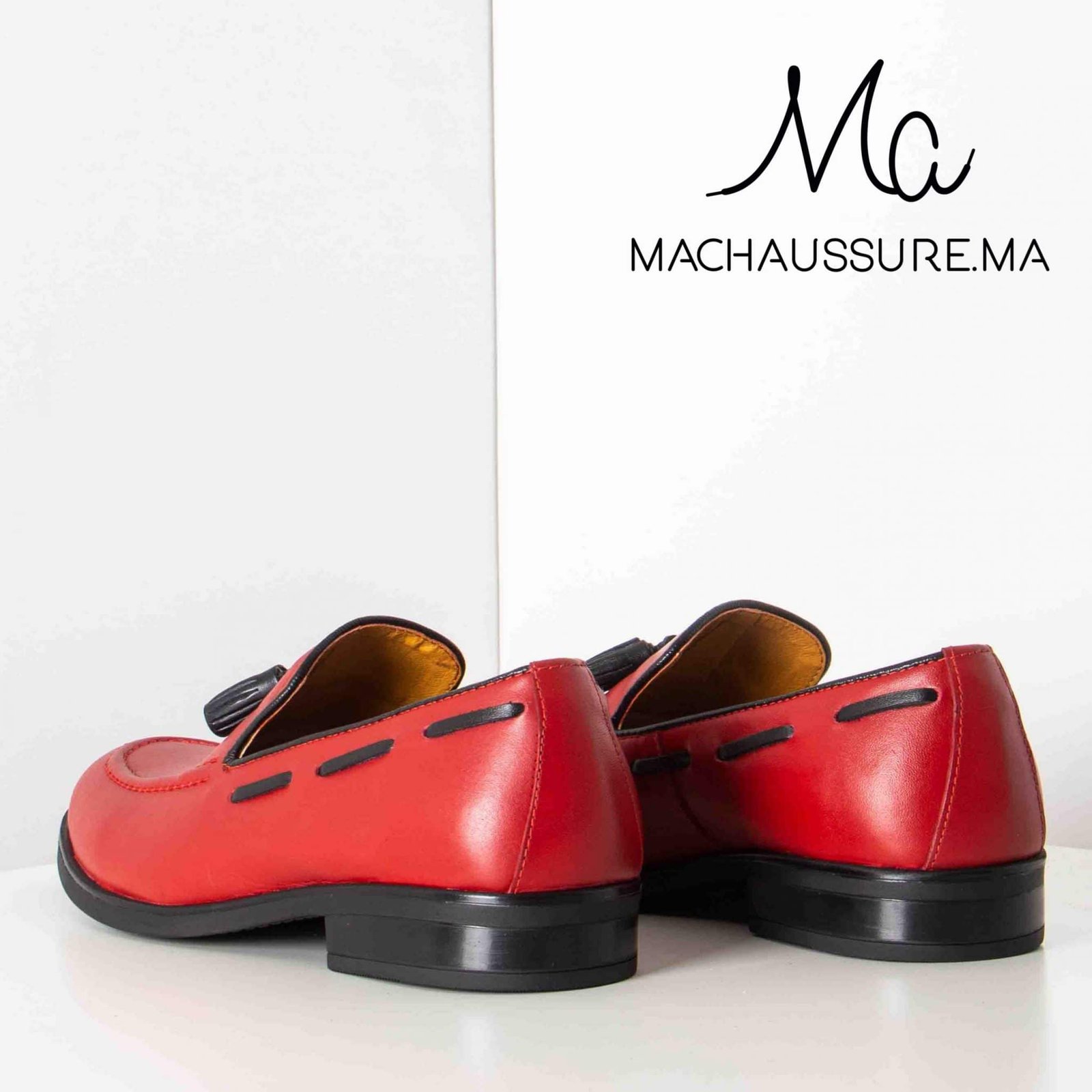 DANVER – Chaussure de ville 100% cuir - Rouge.