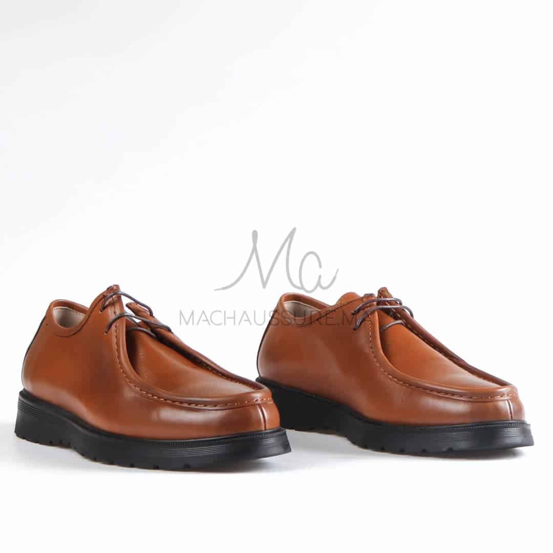 Terzo - Chaussures à lacets pour Hommes 100% Cuir en Tabac.