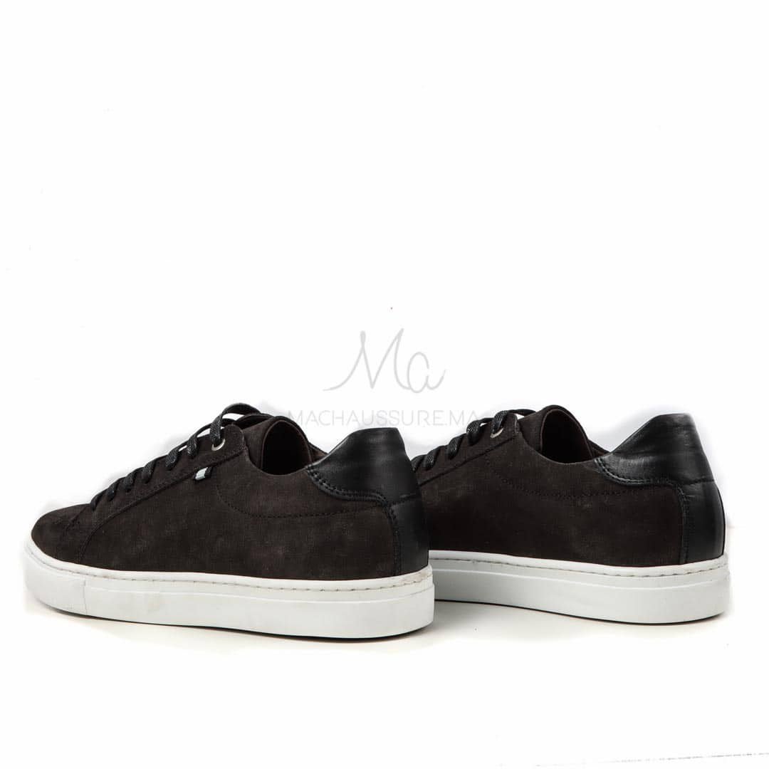 Baskets Basses en Daim - Gris Noir.