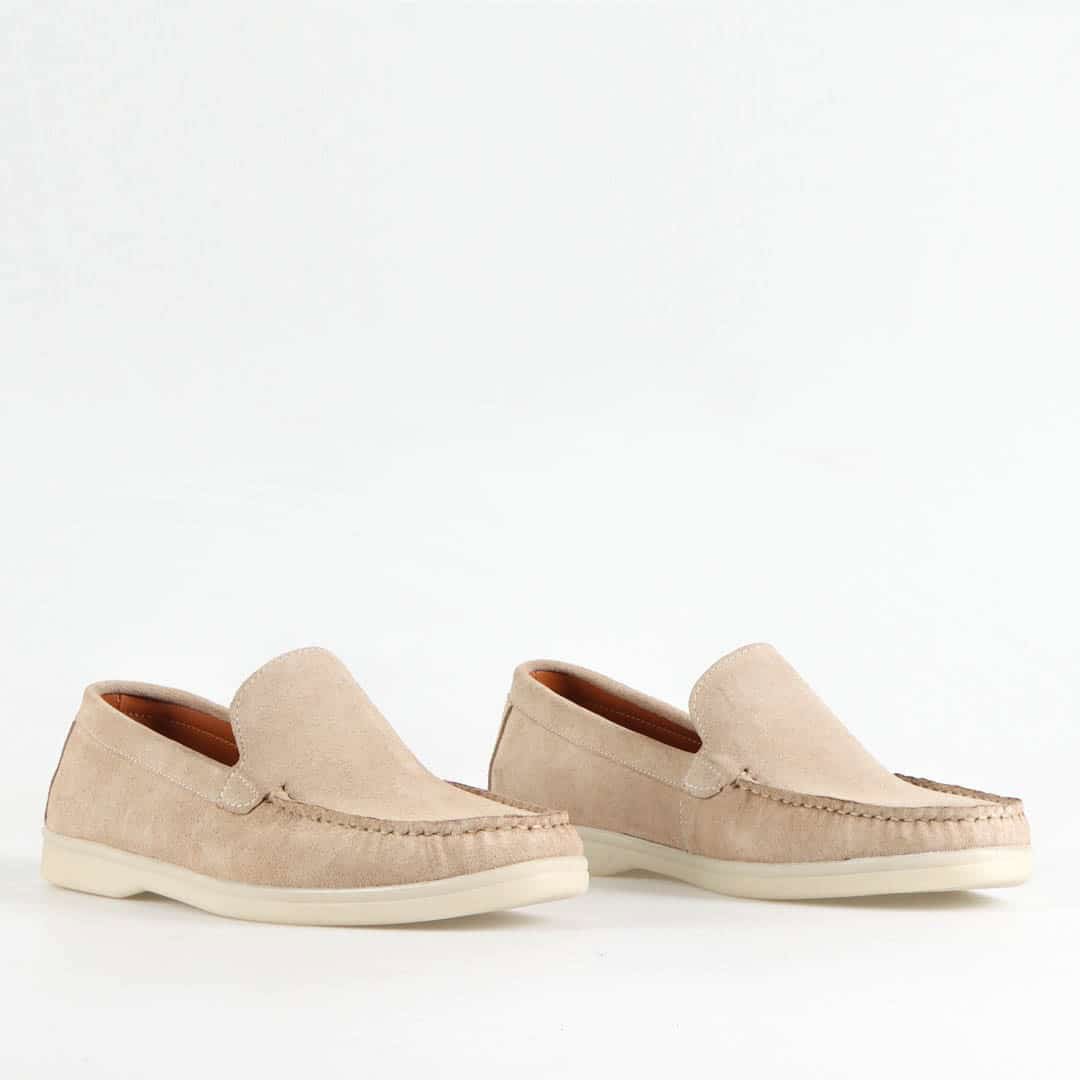 Oratorio – Mocassins 100 % Daim Beige.