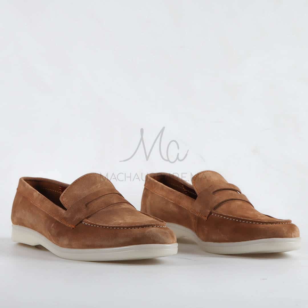 Belcanto – Mocassins 100 % Daim Camel.