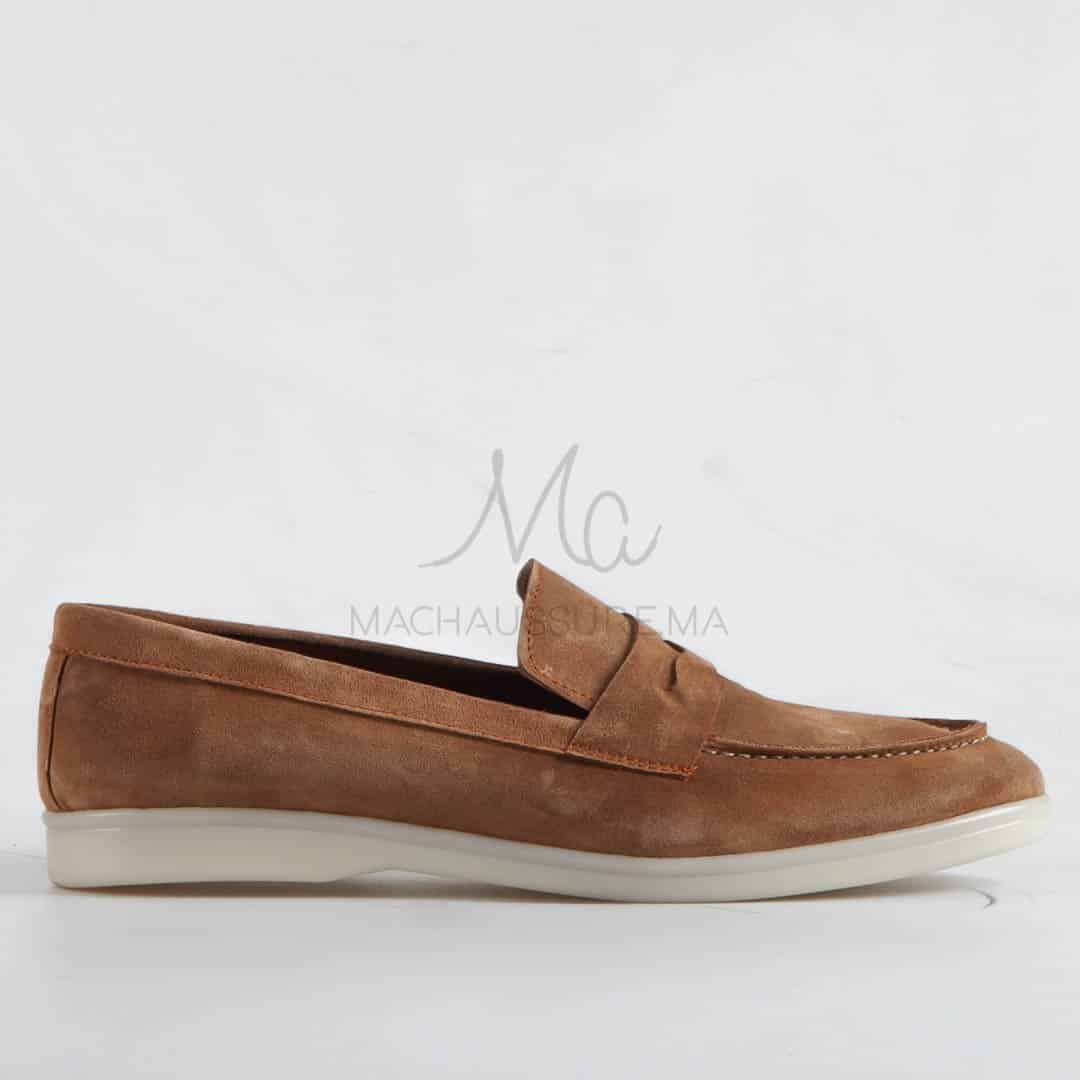 Belcanto – Mocassins 100 % Daim Camel.