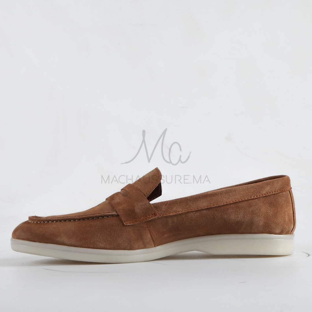 Belcanto – Mocassins 100 % Daim Camel.
