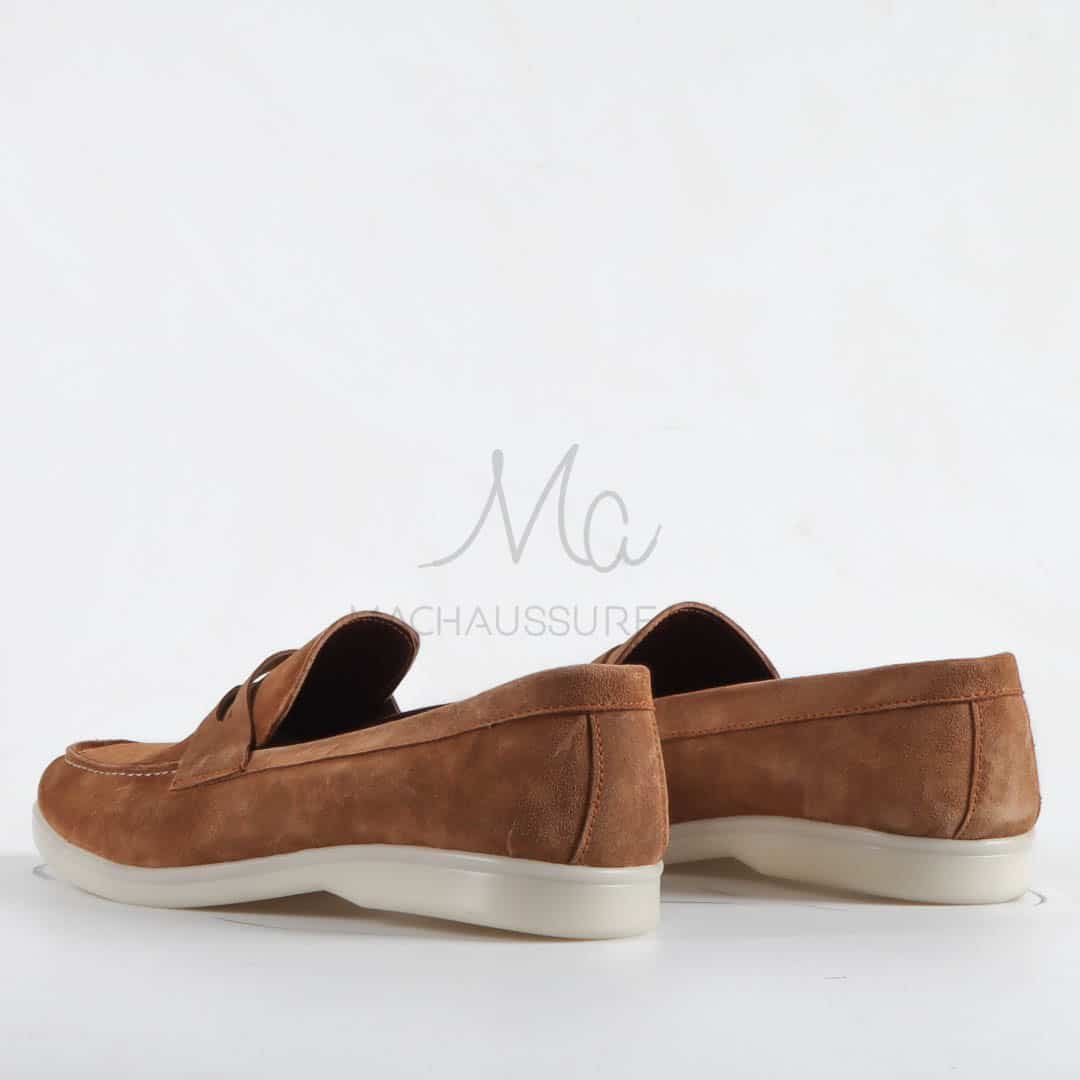 Belcanto – Mocassins 100 % Daim Camel.