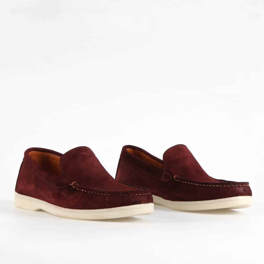 Oratorio – Mocassins 100 % Daim Grenat.