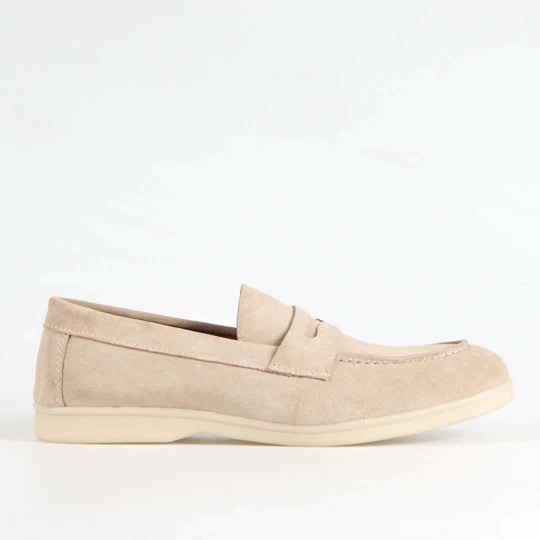 Belcanto – Mocassins 100 % Daim Beige.