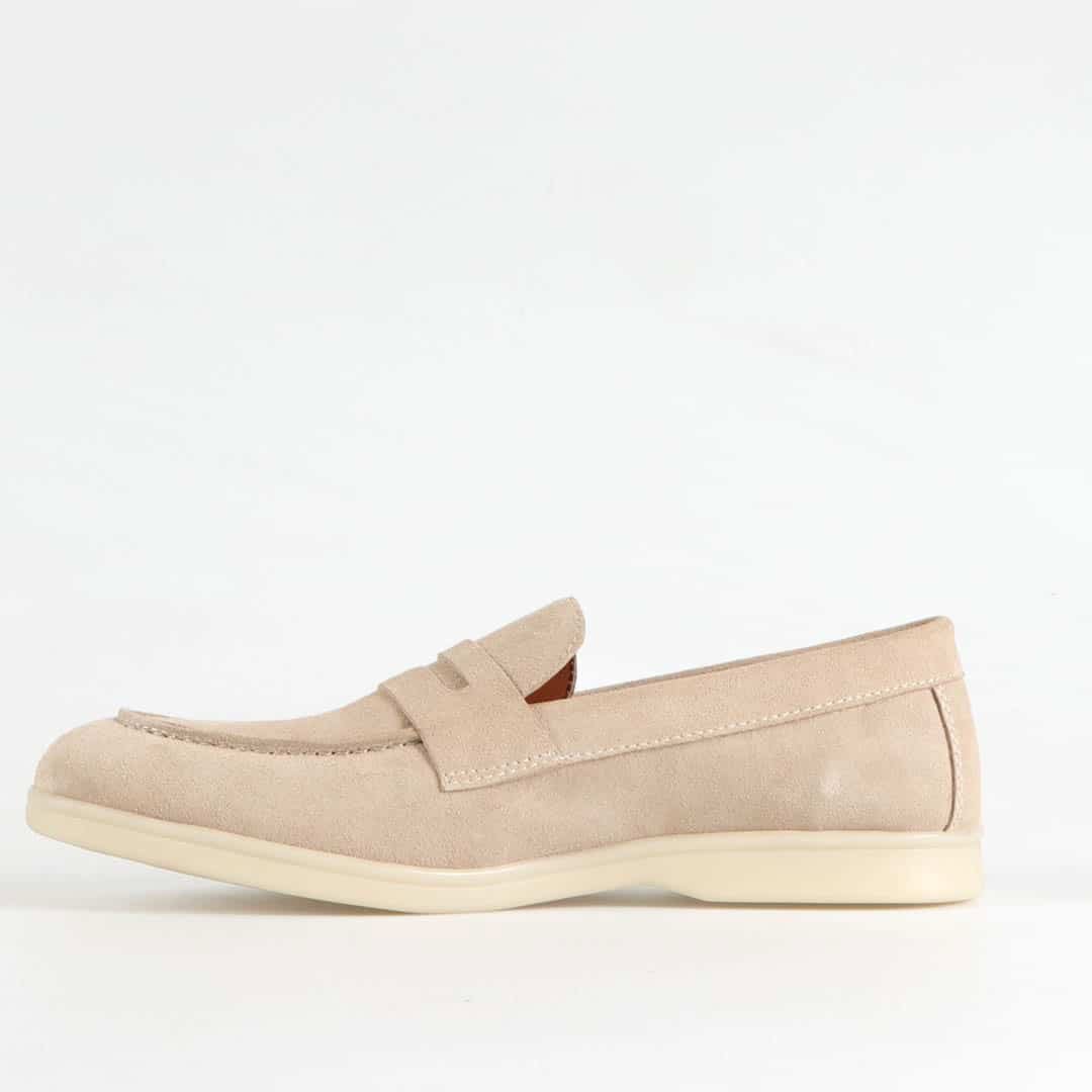 Belcanto – Mocassins 100 % Daim Beige.