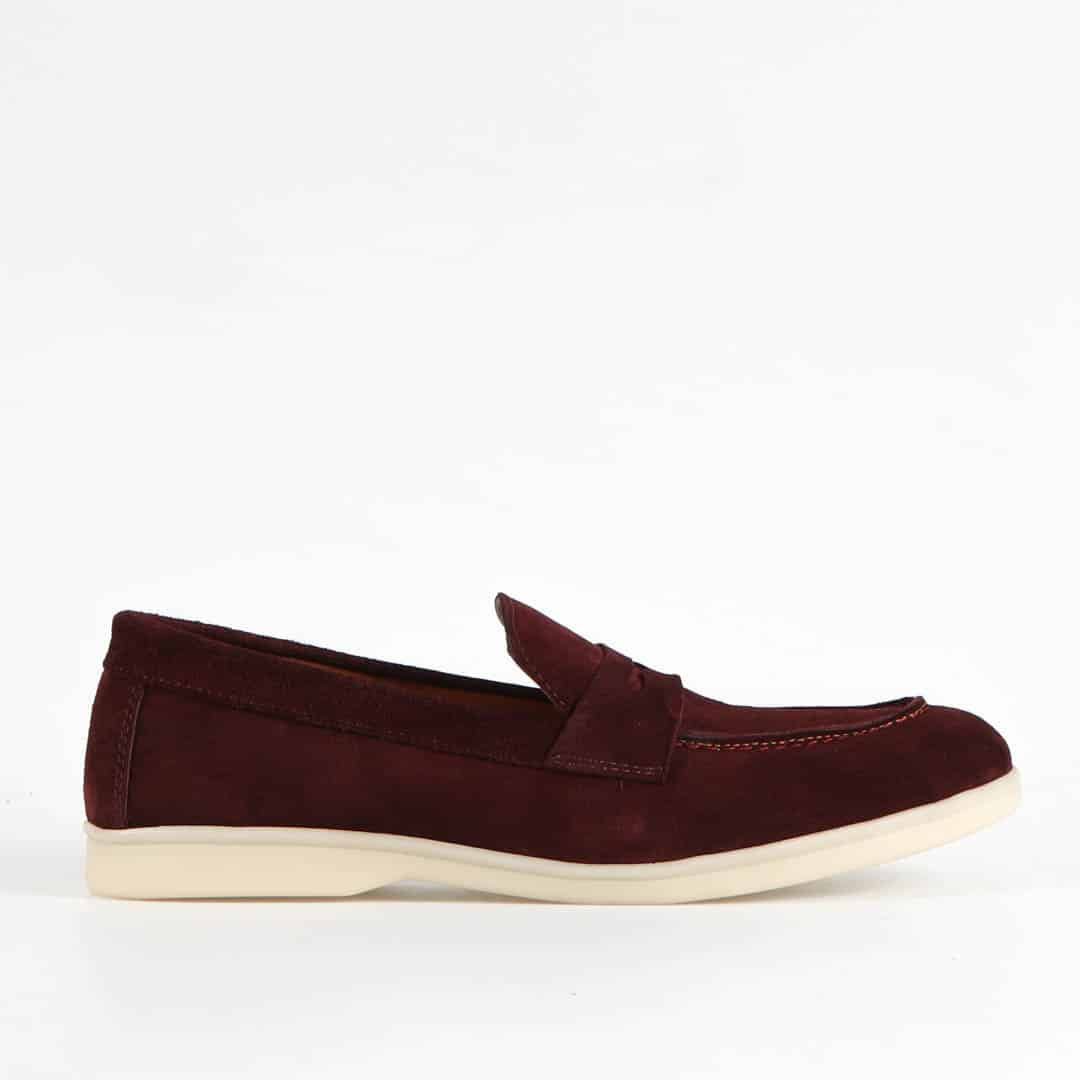 Belcanto – Mocassins 100 % Daim Grenat.