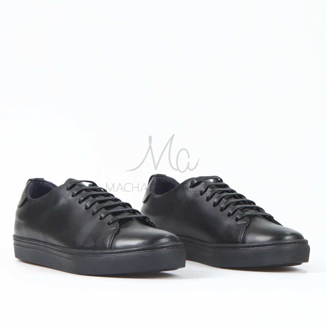 Lorenzo - Baskets Hommes 100% Cuir en Noir.