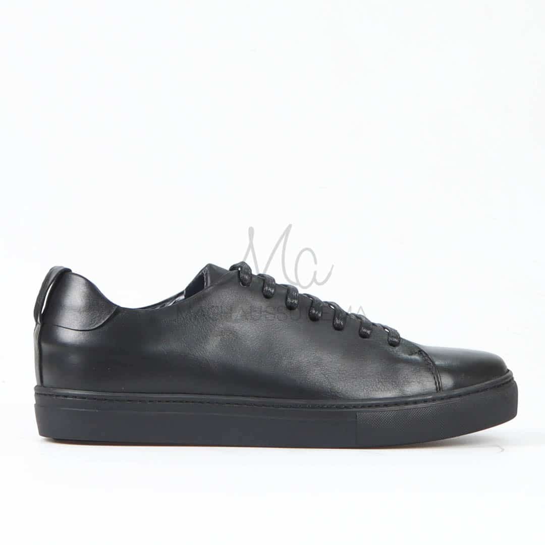 Lorenzo - Baskets Hommes 100% Cuir en Noir.