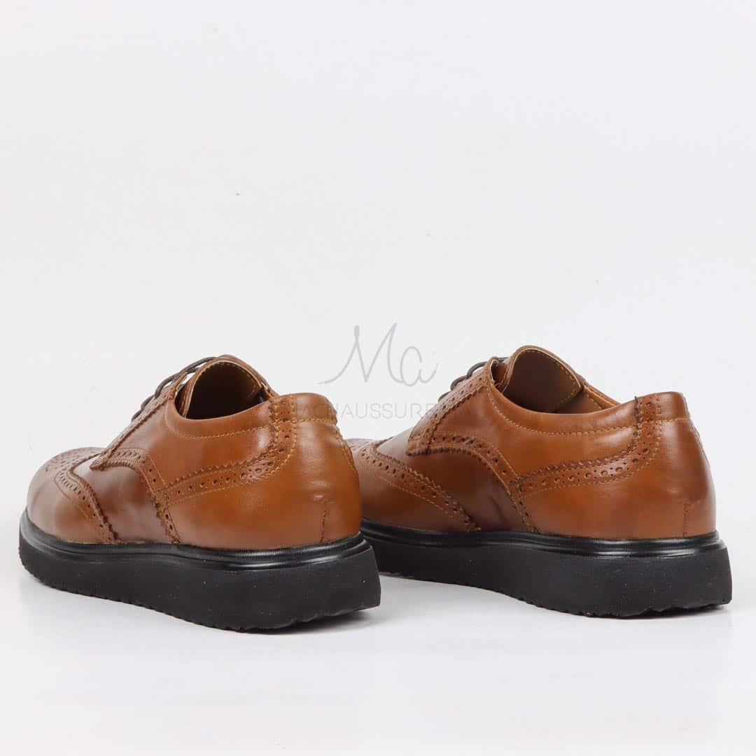 ERNEST – Chaussures de ville 100 % Cuir en Tabac.