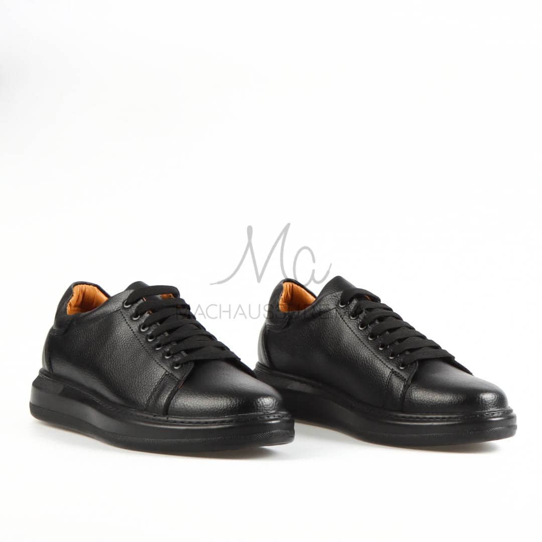 Matteo – Baskets Hommes Cuir en Noir.