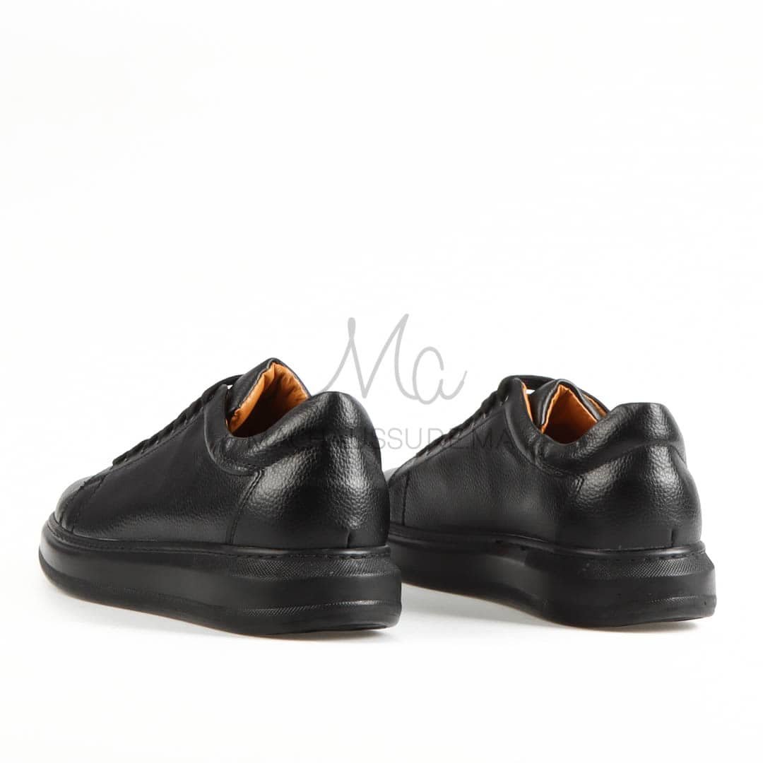 Matteo – Baskets Hommes Cuir en Noir.