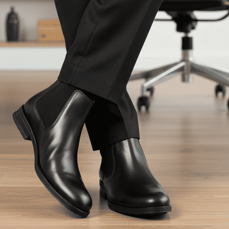 CHELSEA - Bottines en Cuir Noir.